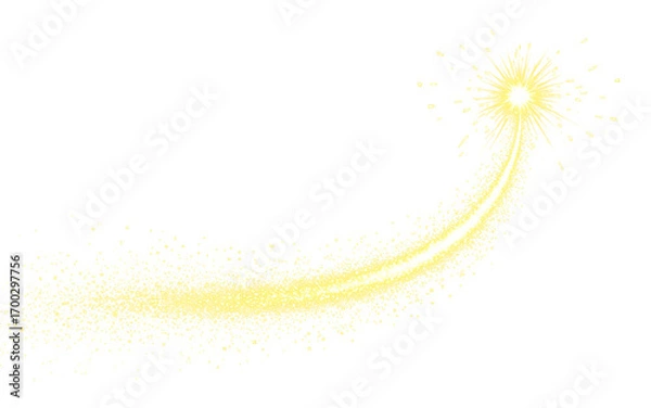 Fototapeta Sparkling Golden Light Trail With Glitter Particles Isolated on a transparent background 