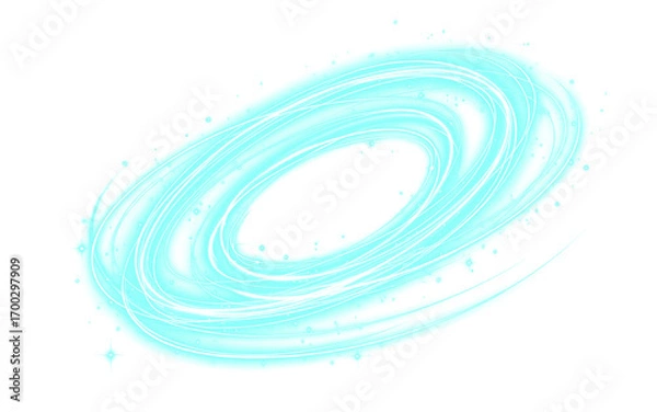 Fototapeta Abstract Swirling Cyan Light Trails Effect Isolated on a transparent background