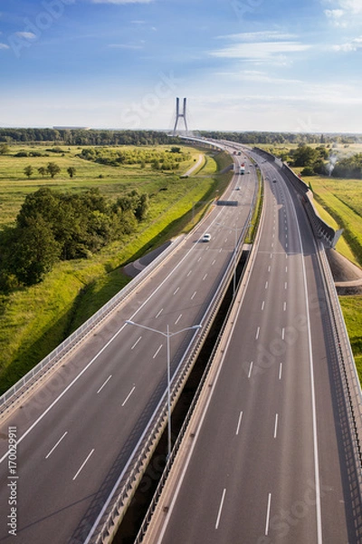 Obraz aerial view of the highway and cars