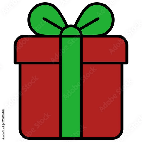 Obraz green gift box with ribbon