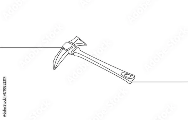Fototapeta Continuous line drawing art Pickaxe tool mining pickaxe concept, cryptocurrency mining continuous line editable Icon, vector illustration. pickaxe simple icon in one line.