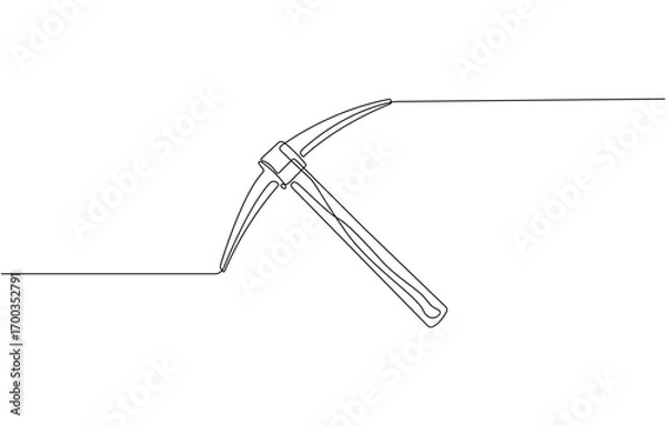 Fototapeta Continuous line drawing art Pickaxe tool mining pickaxe concept, cryptocurrency mining continuous line editable Icon, vector illustration. pickaxe simple icon in one line.