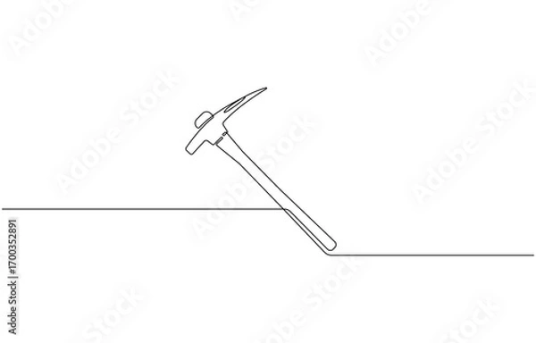 Fototapeta Continuous line drawing art Pickaxe tool mining pickaxe concept, cryptocurrency mining continuous line editable Icon, vector illustration. pickaxe simple icon in one line.