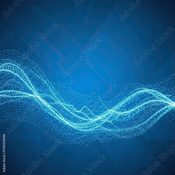 Fototapeta Abstract luminous wave on blue gradient background suggesting connectivity networks
