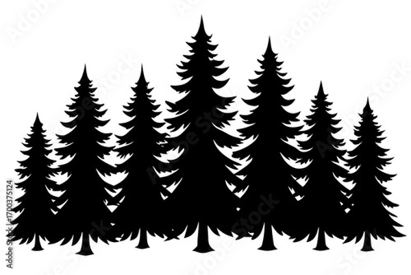 Obraz Pine forest vector silhouette 