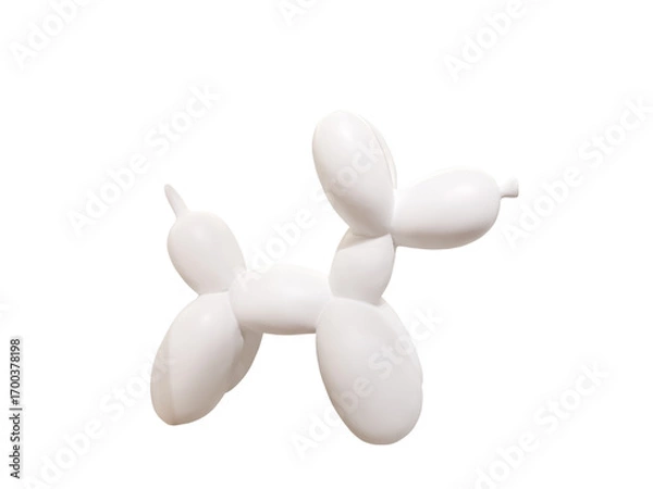 Obraz Plaster figurine of a white dog twisted from a balloon isolated on a white background