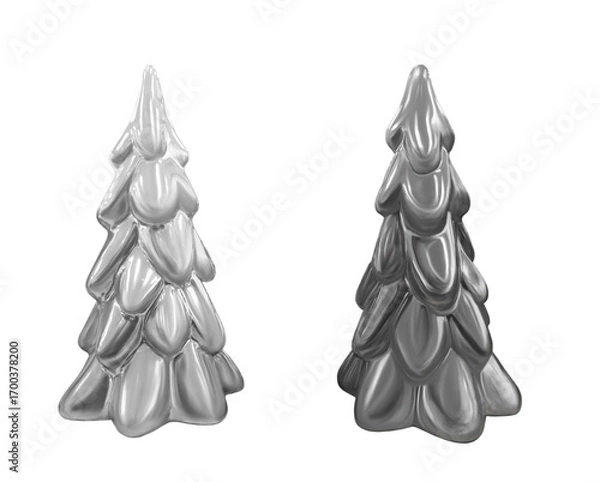 Obraz silver christmas tree on white background. 