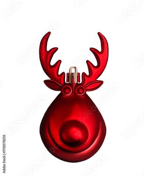 Obraz Red deer Christmas ball ornament isolated on white