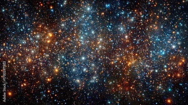 Fototapeta Vast star field in deep space with countless shining stars and glowing galaxies, abstract cosmic background representing universe, astronomy and infinity