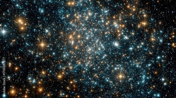 Fototapeta Vast star field in deep space with countless shining stars and glowing galaxies, abstract cosmic background representing universe, astronomy and infinity