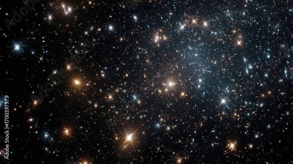 Fototapeta Vast star field in deep space with countless shining stars and glowing galaxies, abstract cosmic background representing universe, astronomy and infinity