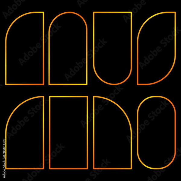 Fototapeta Set of art deco golden gradient frames. Vector  illustration. 