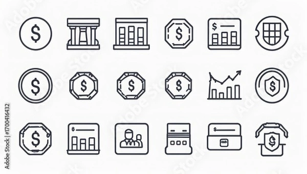 Fototapeta Financial icons representing banking investment and business concepts