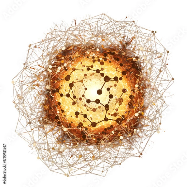 Obraz Abstract illustration of spiraling energy with orange and gold light on transparent background