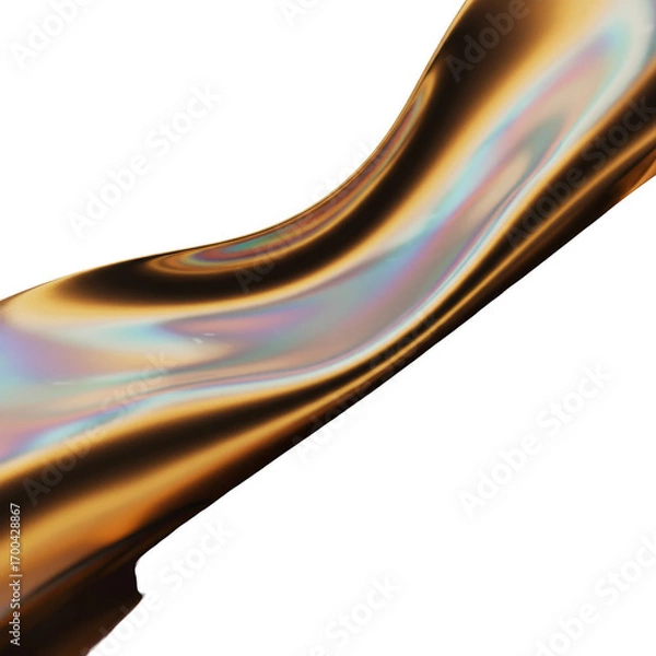 Obraz Abstract Iridescent Wave In Gold Color With Transparent Background