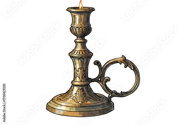 Fototapeta Golden Candlestick Illustration On Transparent Background Art Object