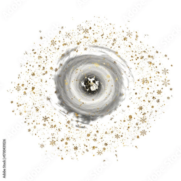 Obraz Abstract Isolated Illustration Of Colorful Spiral With Glittering Gold Elements
