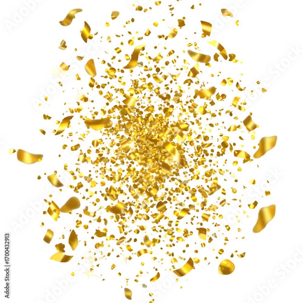 Fototapeta Golden Confetti Explosion on a Transparent Background Abstract Illustration