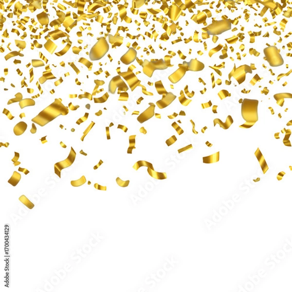 Fototapeta Golden Confetti Falling On Black Background Abstract Illustration
