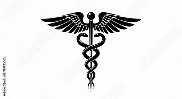 Obraz Black and White Caduceus Symbol Design