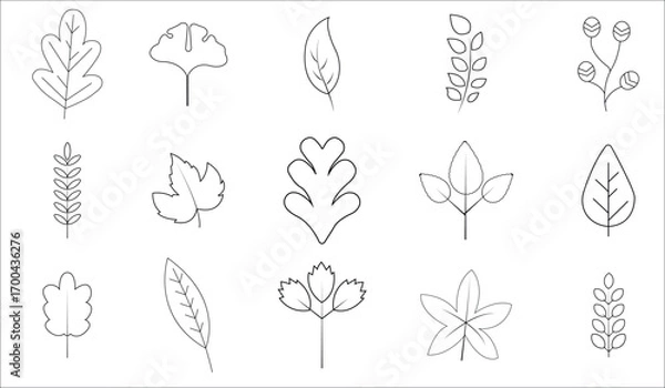 Fototapeta Collection of flower vector illustrations with butterflies and floral designs