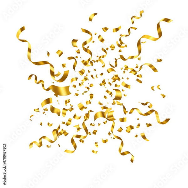 Fototapeta Golden Confetti Falling on Transparent Background Illustration