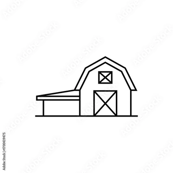 Fototapeta simple barn logo icon vector in line style design