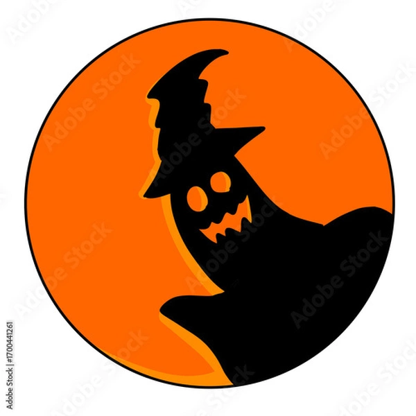 Obraz the halloween shadow of ghost wear witch hat  
