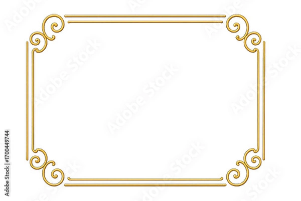 Obraz エレガントな渦巻き模様のゴールドフレーム