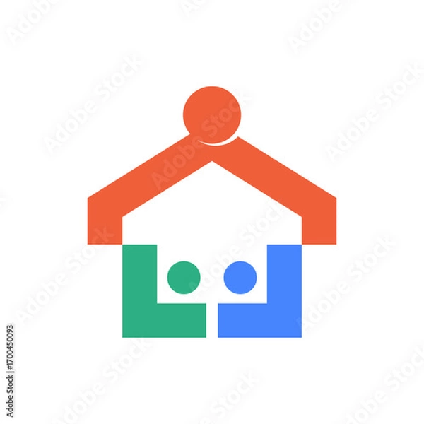 Fototapeta simple family house Logo icon vector in flat style design