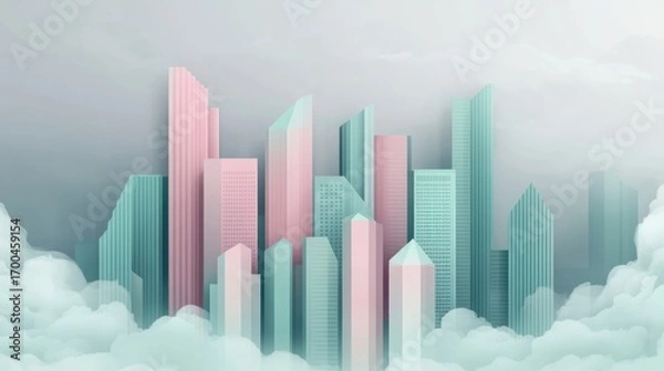 Fototapeta Abstract cityscape pastel tones