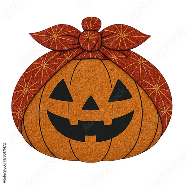 Obraz 風呂敷かぼちゃ和風ハロウィンイラスト素材