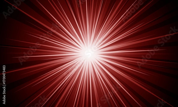 Fototapeta Radiant light burst with red background. dynamic radial background.