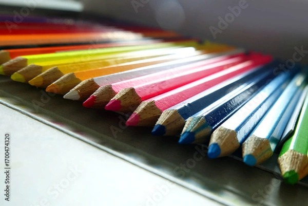 Obraz colored pencils on white background