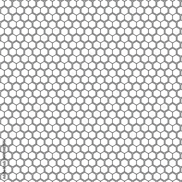 Fototapeta Graphene-Inspired Hexagon Grid – Black Geometric Tessellation on White