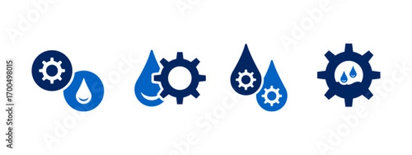 Fototapeta drop water gear icon vector illustration. water with gear icon in flat style.