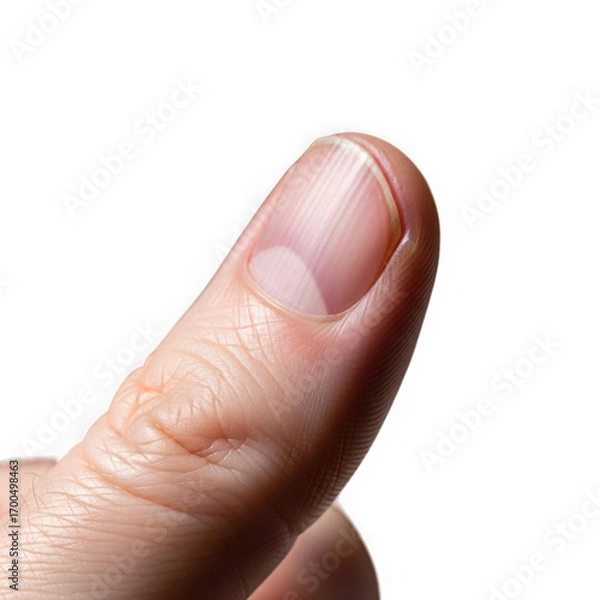 Obraz Closeup of a human thumb nail with lunula visible, isolated on transparent background