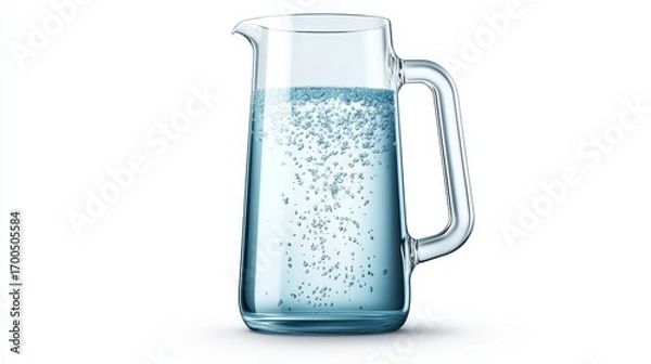 Fototapeta Refreshing hydration clear glass pitcher filled with pure clean water crystalclear