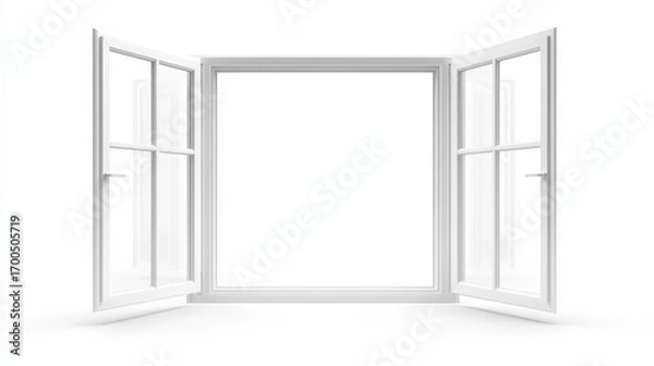 Fototapeta Open white door on white background minimalist architectural study of light and shadow