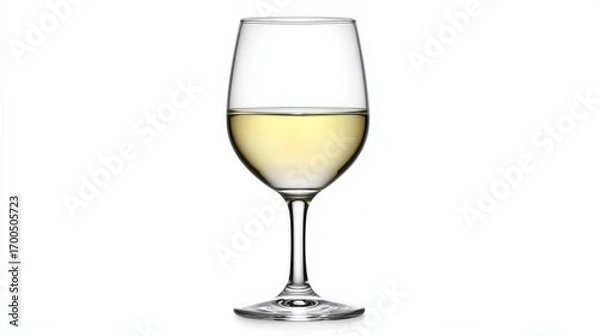 Fototapeta Refreshing simplicity glass of crisp white wine on pristine white backdrop elegant