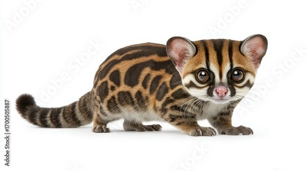 Fototapeta Adorable striped kitten closeup of tiny feline friend with unique markings