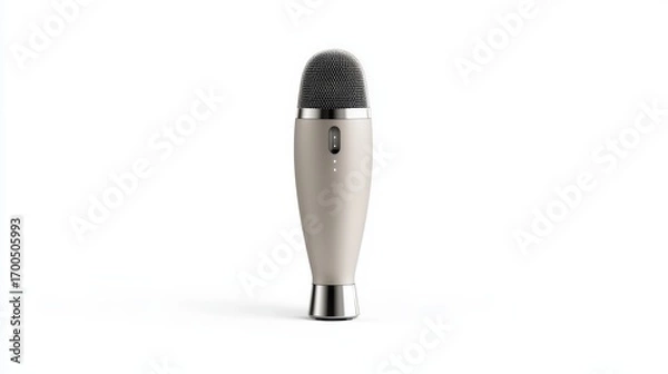 Fototapeta Professional studio microphone on white background pristine audio recording equipment for vocals podcasts and broadcasting