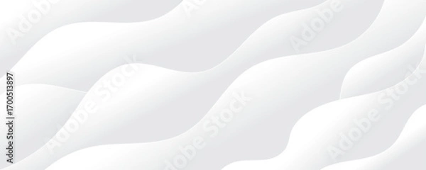 Fototapeta Abstract white luxurious paper waves background. White and light gray gradient texture wave curve lines modern banner design.