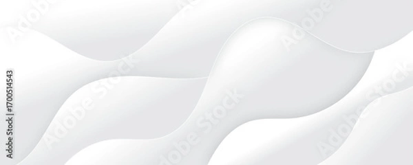 Fototapeta Abstract white luxurious paper waves background. White and light gray gradient texture wave curve lines modern banner design.