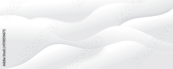 Fototapeta Abstract white luxurious paper waves background. White and light gray gradient texture wave curve lines modern banner design.