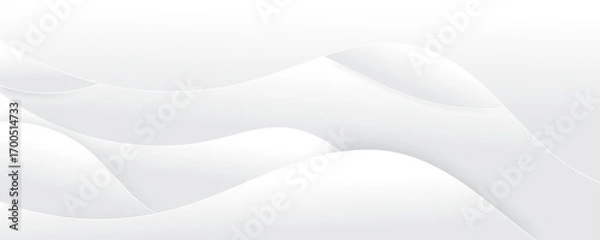 Fototapeta Abstract white luxurious paper waves background. White and light gray gradient texture wave curve lines modern banner design.