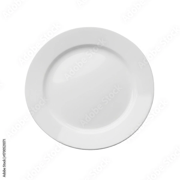 Fototapeta PNG eines weißen runden Tellers, schlichtes Design, leer.