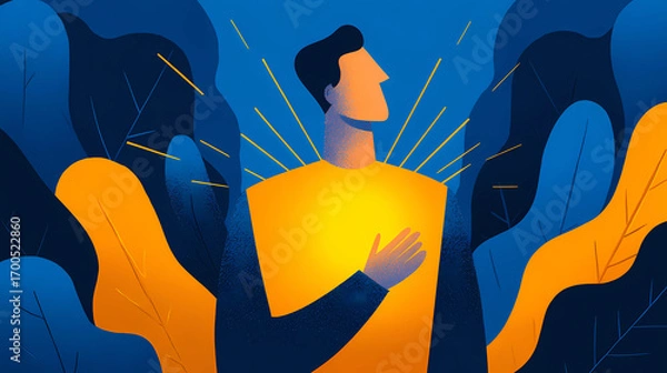 Obraz Emotional strength a person standing firmly with glowing