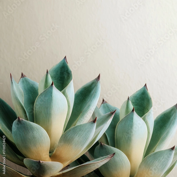 Fototapeta Botanical balance minimal cactus leaves with soft green