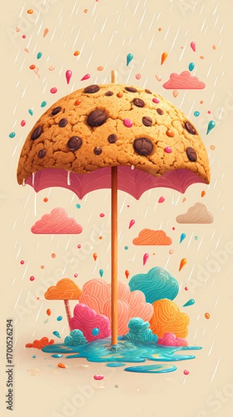 Fototapeta Cookie umbrella a giant cookie shaped like an umbrella